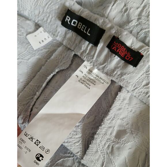 Robell Marie 07 Pull-on Slim Fit Pants Textured Capri Cropped Trouser US 10 - Picture 3 of 9